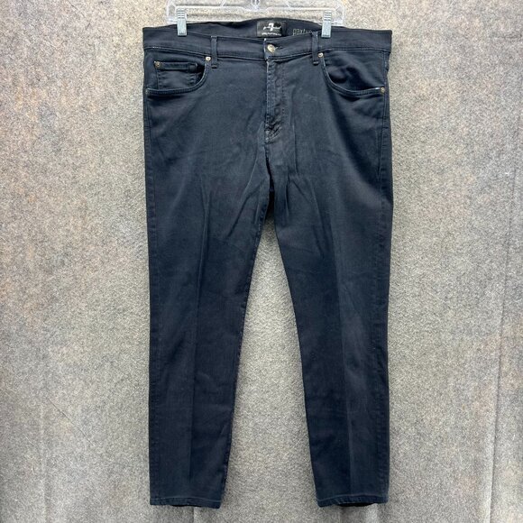 7 For All Mankind Jeans Mens 38 Black Paxtyn Luxe Performance Skinny Fit - Picture 1 of 13